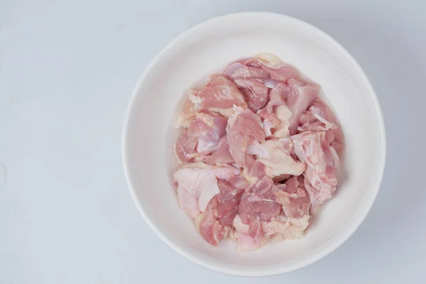 Boneless Slice Chicken Meat Bowl White — Stock Photo, Image