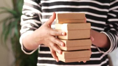 hand hold homemade gift box indoor ,