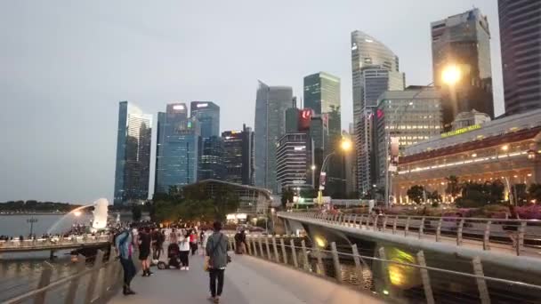 Niski Kąt Widzenia Singapore Nowoczesne Budynki Miejskie — Wideo stockowe