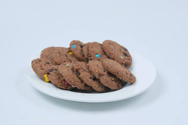 Biscuits Aux Pépites Chocolat Sur Table Close — Photo