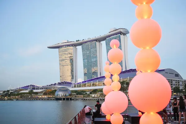 Singapore Marina Bay Sands Nachts — Stockfoto