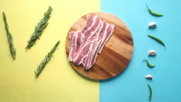 Top View Raw Meat Chopping Board Chopping Board — Αρχείο Βίντεο