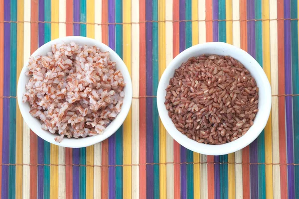 red rice in a bowl on table , haradighi rice .
