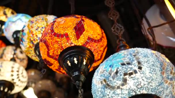 Glowing Lantern Lamp Row — Vídeo de Stock