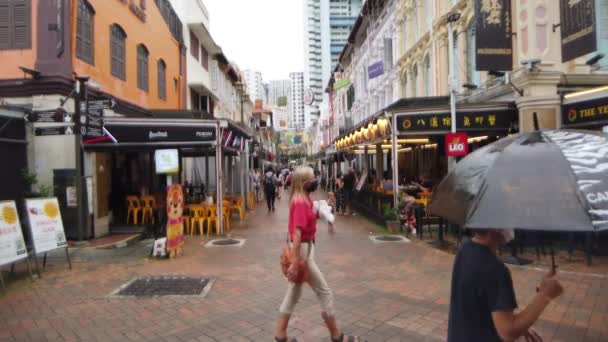 Singapur China Ciudad Junio 2022 Chinatown Con Edificios Chinos Restaurantes — Vídeo de stock