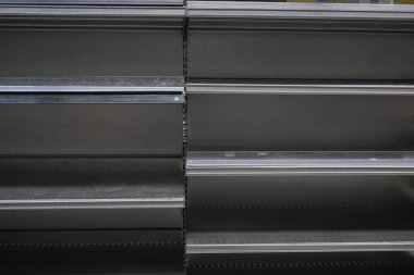 Empty supermarket shelves, selective focus ,