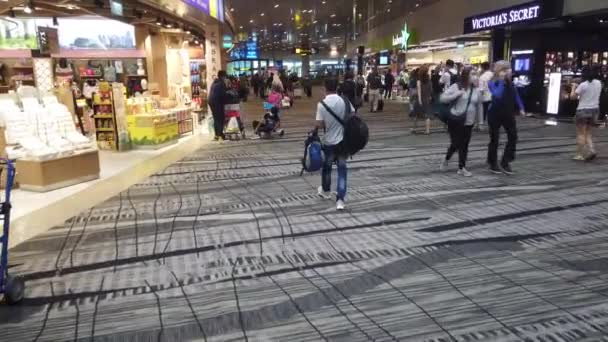 Singapur Changi Havaalanı Haziran 2022 Ziyaretçiler Changi Havaalanında Yürüyor — Stok video