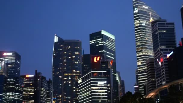 Låg Vinkel Syn Singapore Moderna Stadsbyggnader — Stockvideo