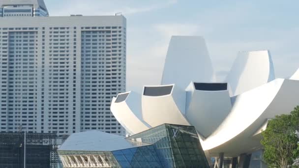 Singapore Marina Bay June 2022 Museum Restaurants Evening — Stok video