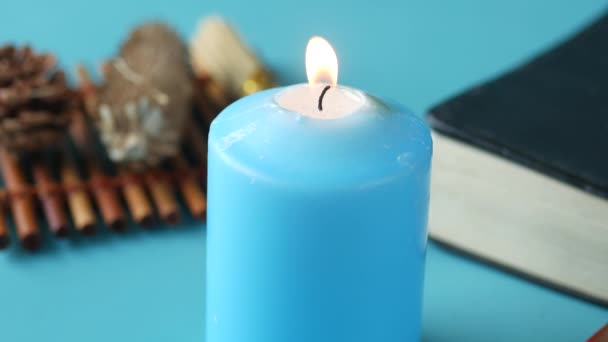 Natural Candle Dried Flowers Blue — Wideo stockowe