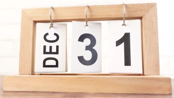 Calendario Legno Fissato Dicembre — Video Stock