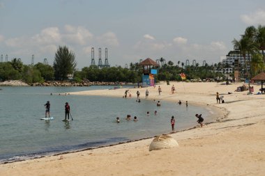 Sahilde dinlenen bir adam, okyanus manzaralı, Maldivler adası. Yüksek kalite fotoğraf