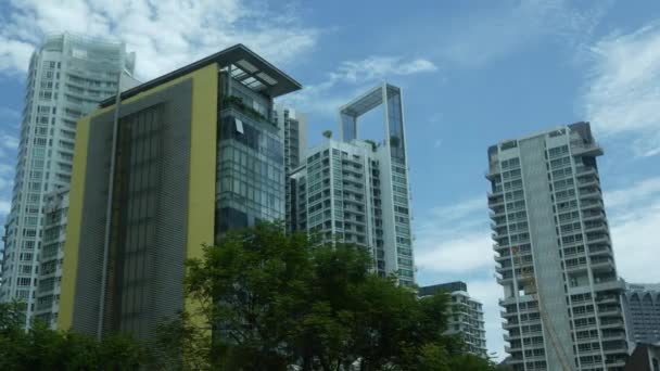 Low Angle View Singapore Modern City Buildings — Stockvideo