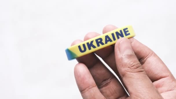 Hand Blue Yellow Wristband Colors Flag Ukraine — 비디오