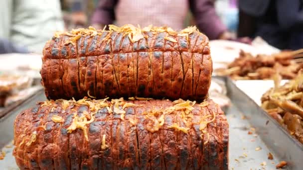 Stack Kabab Selling Local Market Dhaka — Stock videók