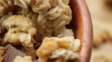 detail shot of granola Musli in a bowl