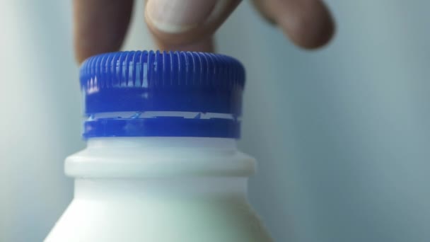 Slow Motion Open Cap Milk Container — Stock videók