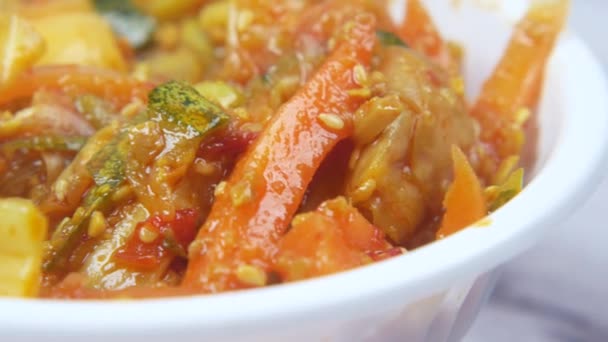 Homemade Chili Pickle Bowl White — Vídeos de Stock