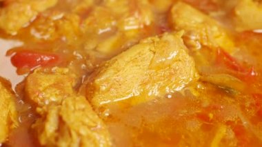 Ev yapımı Hint usulü körili tavuk. .