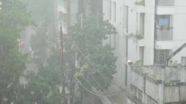 residential buildings at rainy day ,