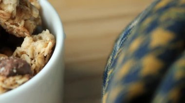 detail shot of granola Musli in a bowl