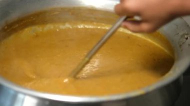close up of cooking Haleem a indian traditional food ,