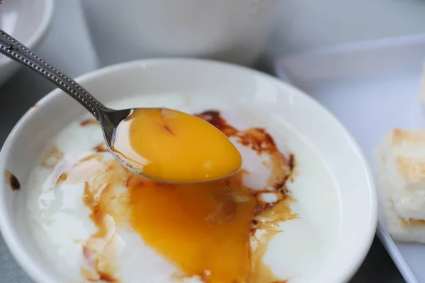 Fried Eggs Plate Close — Foto de Stock