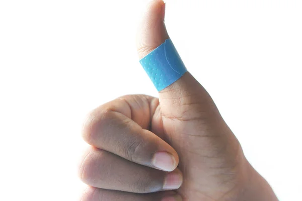 Blue Color Adhesive Bandage Hand — Foto Stock