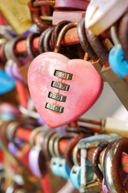 Pembe Kalp Şekli Asma Kilit ,