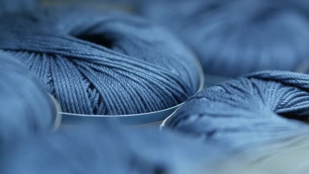 Close Shot Blue Color Yarn — Vídeos de Stock