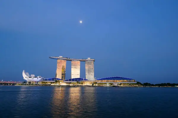 Singapore Marina Bay Sands Nachts — Stockfoto