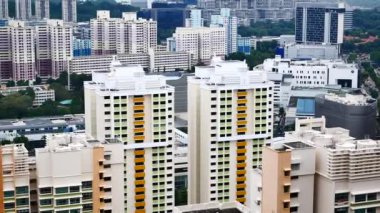 high angle view of singapore city buildings sunny day ,