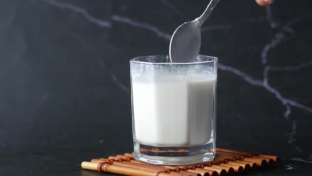 Glass Whole Cream Milk Table — Wideo stockowe