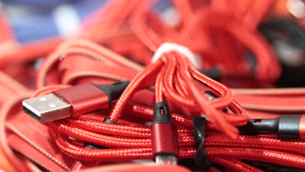 Red Blue Usb Cable Smartphone — Stock video