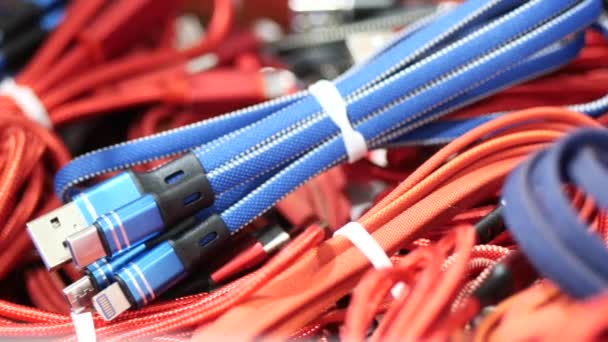 Red Blue Usb Cable Smartphone — Stock videók