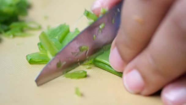 Women Cutting Holland Beans Cutting Board — Stockvideo