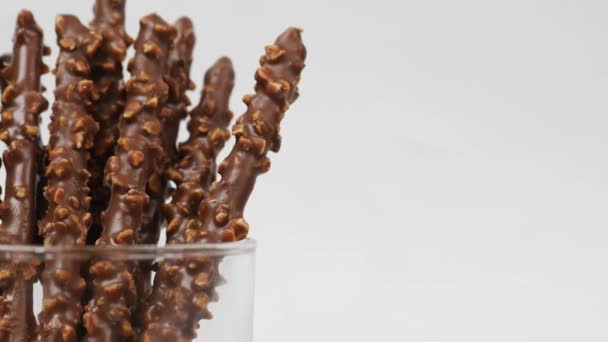 Almond Nut Dark Chocolate Stick Table — Wideo stockowe