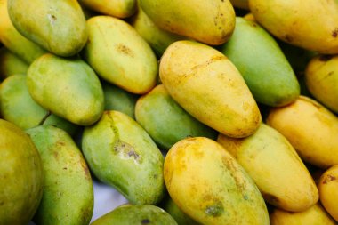 Siyah arka planda taze yeşil mango.