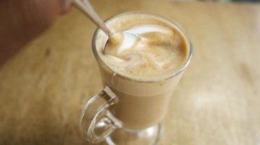 hot cake coffee on cafe table ,