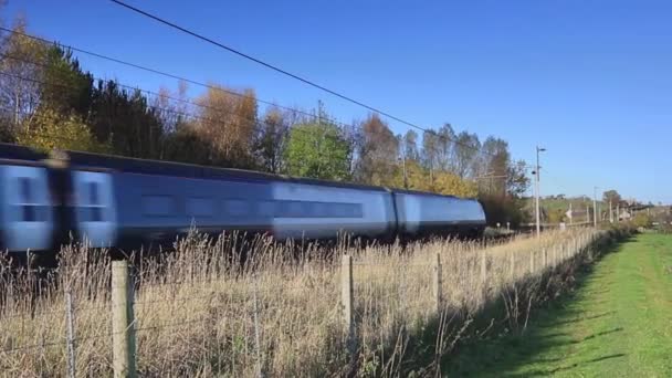 Trem Avanti Pendolino Passa Por Southwaite Cúmbria Linha Principal Costa — Vídeo de Stock