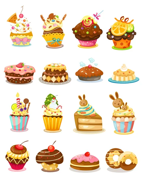 Conjunto cupcake — Vector de stock