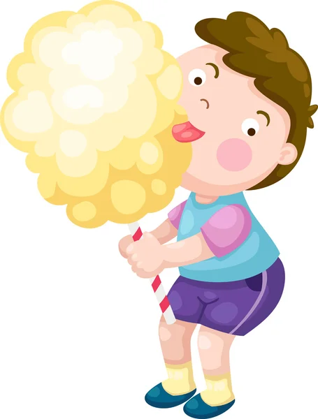 Jongen met candy floss — Stockvector