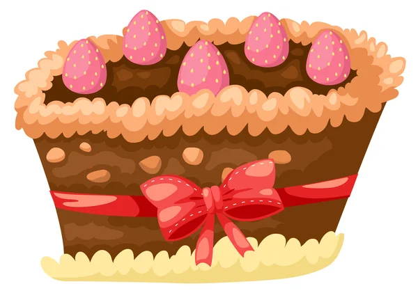 Pastel, chocolate con fresa — Vector de stock