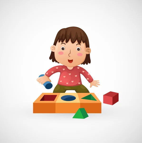 Τα παιδιά παίζουν με παιχνίδι — Διανυσματικό Αρχείο