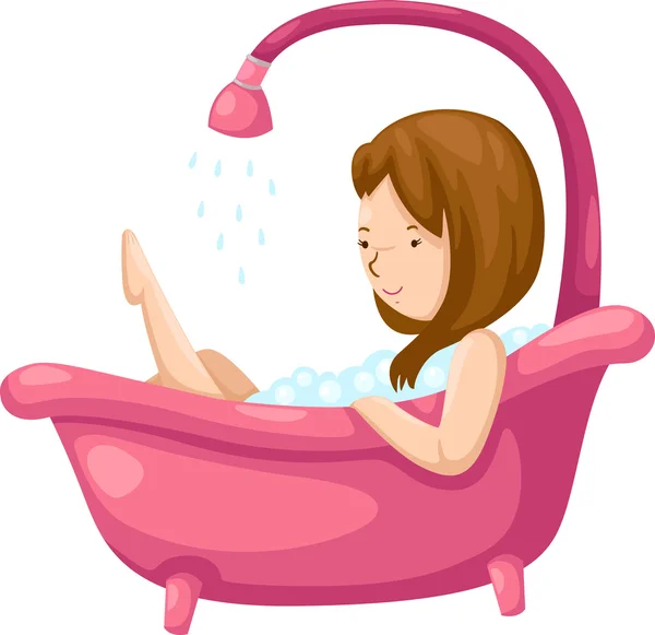 Mujer bañándose en bañera — Vector de stock