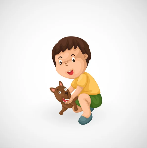 Мальчик и щенок — стоковый вектор