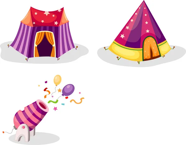 Tente de cirque et canon — Image vectorielle