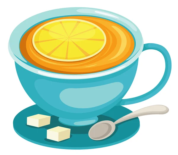 Tea cup with lemon — Stock Vector