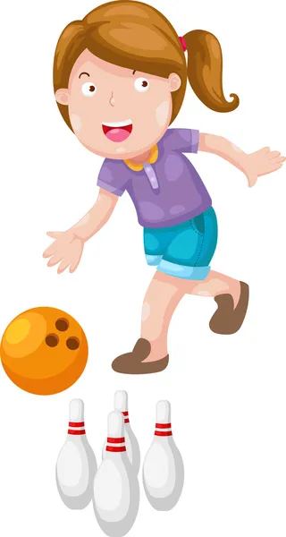 Girl playing bowling — Stock Vector