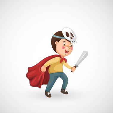 şövalye olarak davranan çocuk